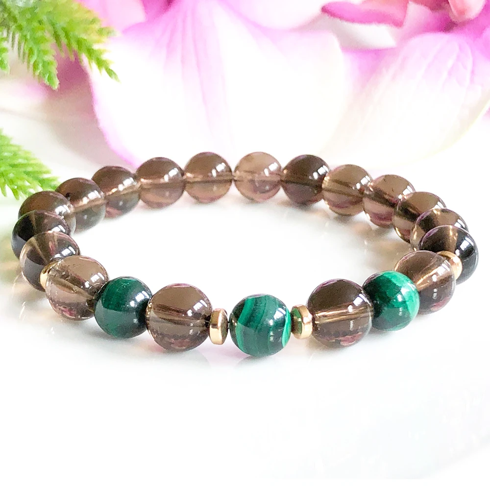 MG1111 AAA Grade Malachite Energy Bracelet Natural Gemstone Healing Smoky Quartz Bracelet Trendy EMF Protection Bracelet