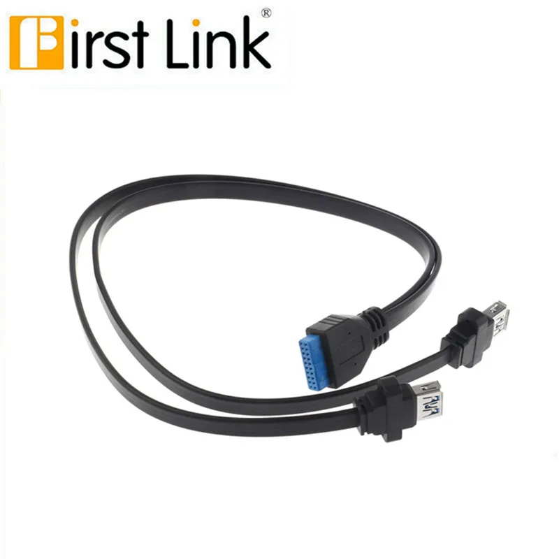 USB 3.0 20-pin USB 3.0 dual-port A female mount to motherboard 20-pin connector flat cable dual-port USB 3.0 female screw panel