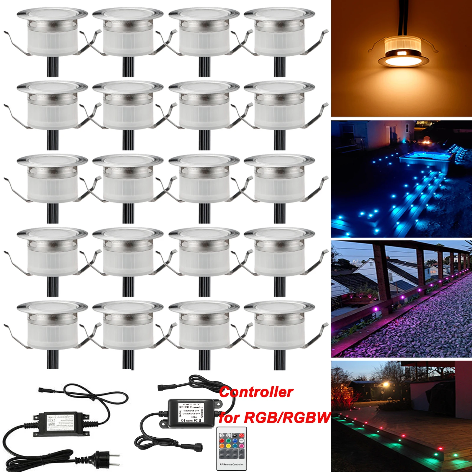 

20pcs/Lot 31mm LED Decking Stair Step Light Garden Yard Patio Terrace Waterproof Lanscape Inground Paver Lighting Spot 12V IP67