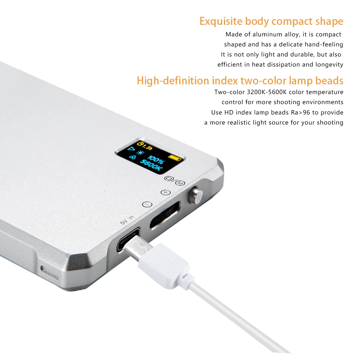 Litufoto para fotografar, transmissão ao vivo tipo-c interface à mão lâmpada de preenchimento 9w 3200k-5600k dupla temperatura de cor luzes led de vídeo