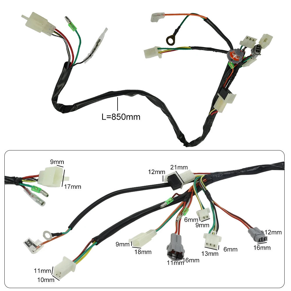 FLYPIG Electrical Main Wiring Harness Wire Loom Plus Connectors for Yamaha PW50 PY50  Peewee 50 2-stroke 50CC