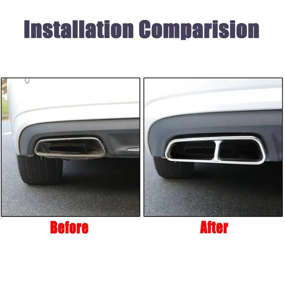 Für Audi A6 A7 C7 2016-2018 Auto Hinten Auspuff Endrohr Abdeckung Trim Schalldämpfer Hohe Qualität Schwarz 2 Teile/satz Edelstahl – Detail 7