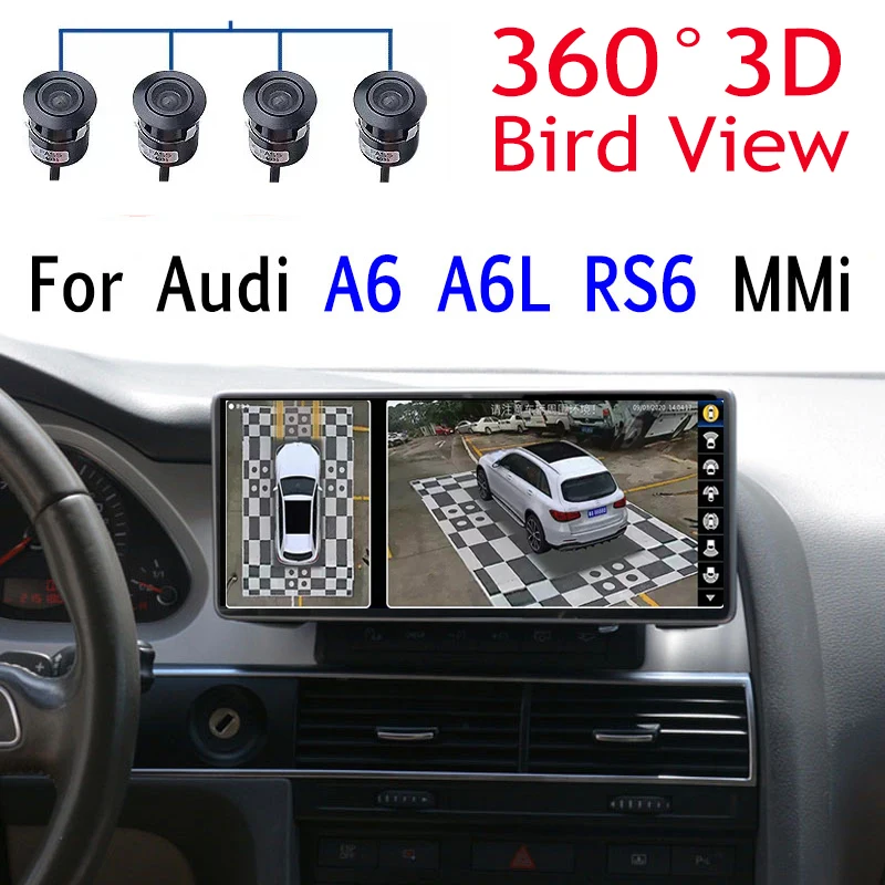 For Audi A6 RS6 4F C6 MMi TDi 360 BirdView CarPlay Car Stereo Audio Touch Screen Multimedia Navigation GPS Navi Radio Player