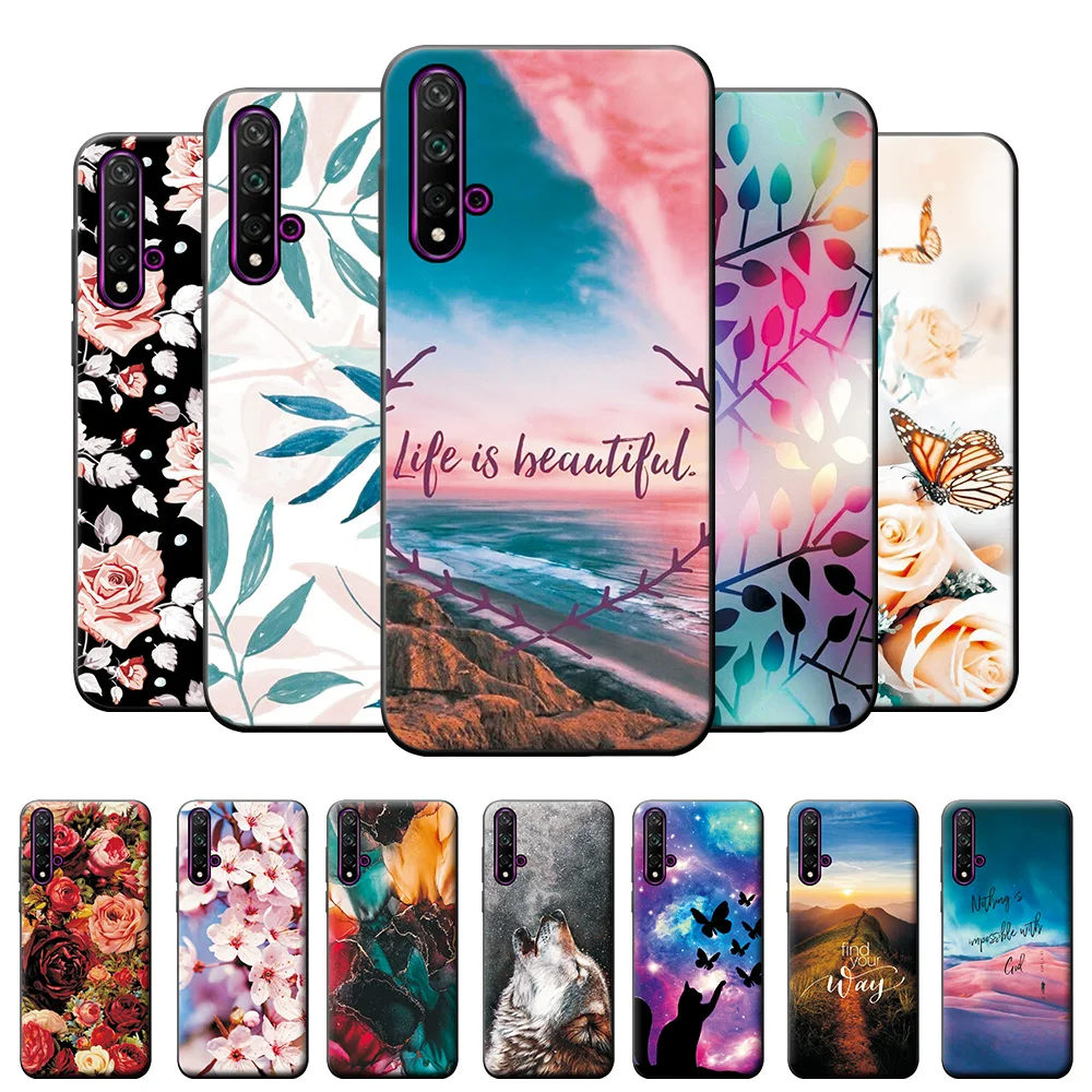 For Huawei Nova 5T Case Bumper Soft TPU Silicone Cover For Huawei Nova 5T Cases Cartoon Scenery Cool Fashion Pattern 6.26 inch