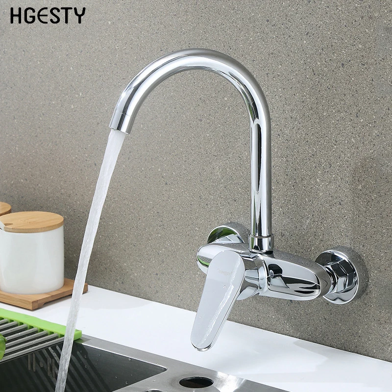 

Wall Mounted Kitchen Faucet 360 Degree Rotation Sink Tap Cold and Hot Water Mixer Tap Single Handle Balcony Washing Pool Faucet