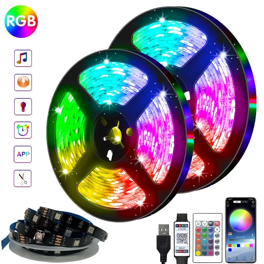 Bluetooth 5050 LED Strips Light RGB Infrared Remote Controller USB 5V Flexible Ribbon Lamp Diode Backlight for TV PC APP Control