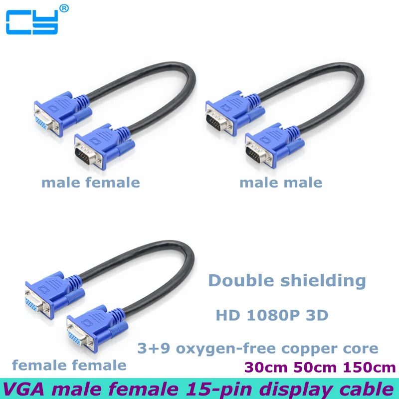 0.25m HD 15Pin VGA D-Sub Short Video Cable Male to Male M/M Male to Female and Female to Female for Computer Monitor TV