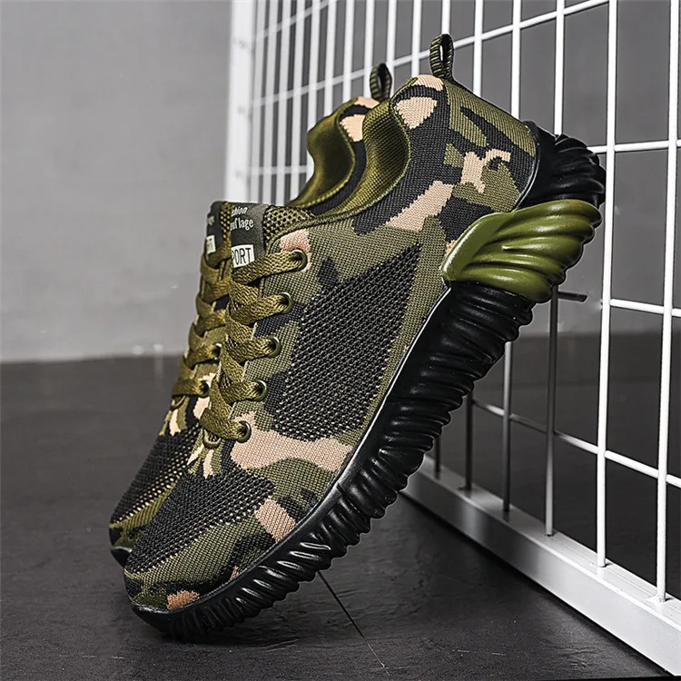 Men\'s Camouflage Casual Sneakers Low Top Lace-up Flats Shoes Men Trainer Hard-wearing Light Running Shoes Hiking Sports Shoes