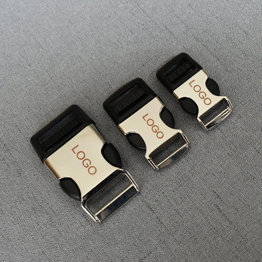 1 Pcs/Lot 15mm/20 mm/25 mm Metal Quick Side Release Buckles Provide Laser Engraving Service Customize LOGO For Bag Backpacks