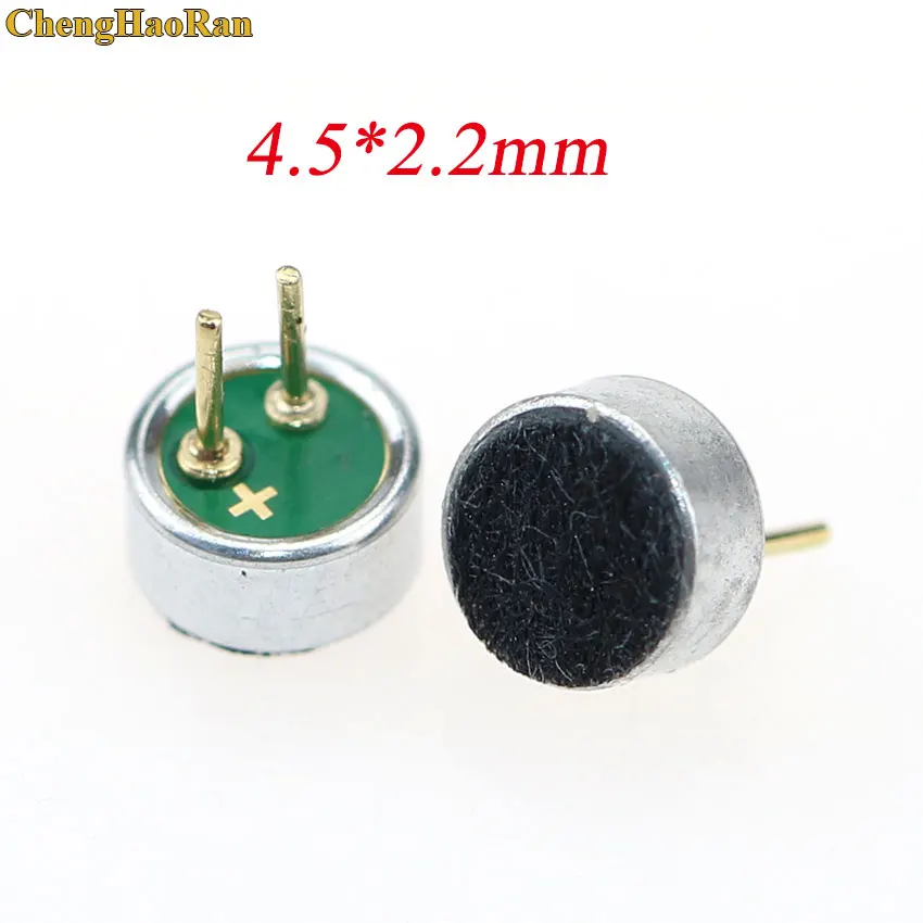 Microfone chenghaoran 4.5x2.2mm 4522, microfone eletrônico com 2 pinos
