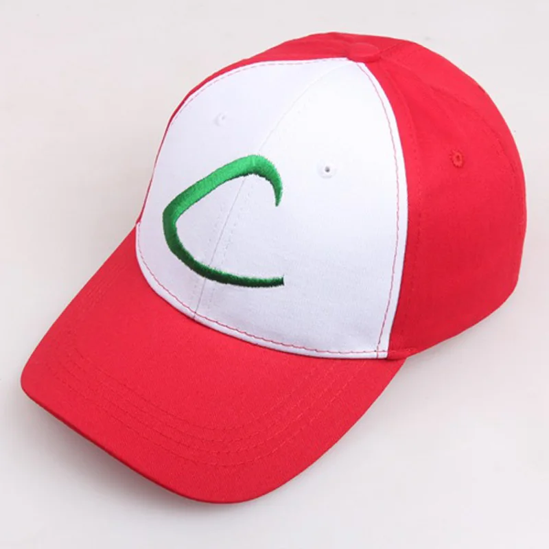 Casquette de cosplay brodée avec la lettre C pour adulte, chapeau de cosplay, avec visière en Ketchum, Costume, jeu de Baseball, vente en gros