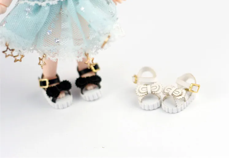 

OB11 doll shoes are suitable for 1/12 size Blythes fashion versatile bow-tie shoes princess style sandals pink white black etc