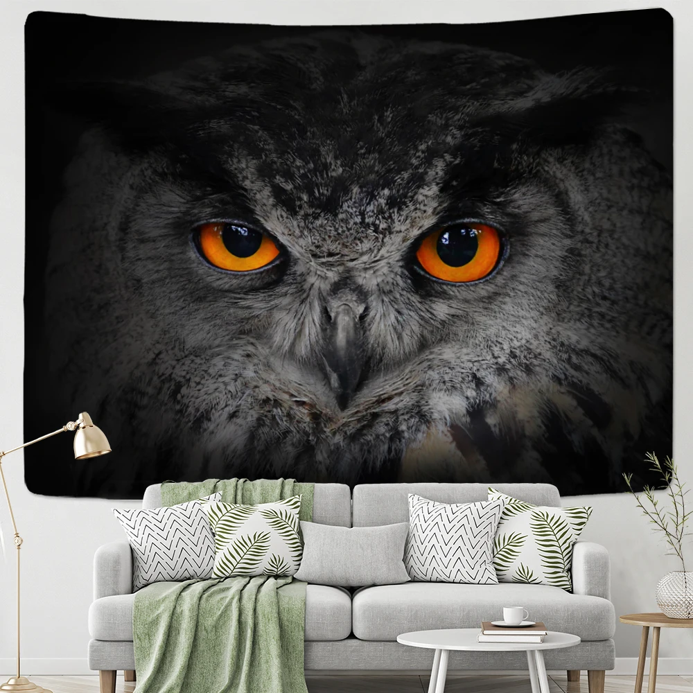 3D Owl Totem Tapestry Wall Hanging Horror Ferocious Witchcraft Psychedelic Bohemian Bedroom Decoration Home Decor