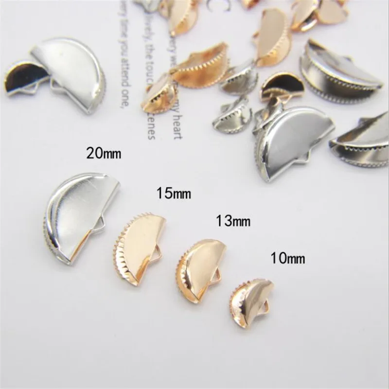 100pcs 10/13/15/20mm Metal Crimps End Caps For Tassel Leather Cord End Fastener Connectors Clasps Jewelry Making