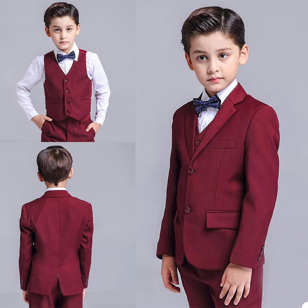 

Boys' Attire Kids Suits 2020 Custom Made Handsome Two-Button Back Split Clothing Set 3 Pieces Wedding Suits (Jacket+Pants+Vest)