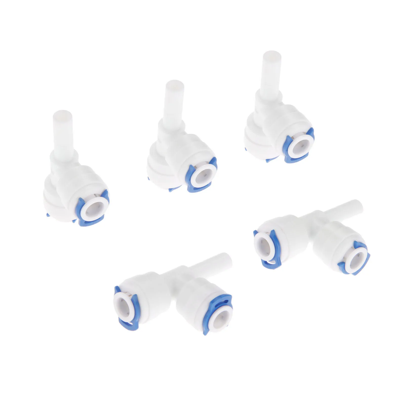 

5Pcs T Shape 3 Way 1/4" OD Hose 1/4" Stem Pipe Fitting Reverse Osmosis Aquarium RO Water System Plastic Quick Coupling Connector