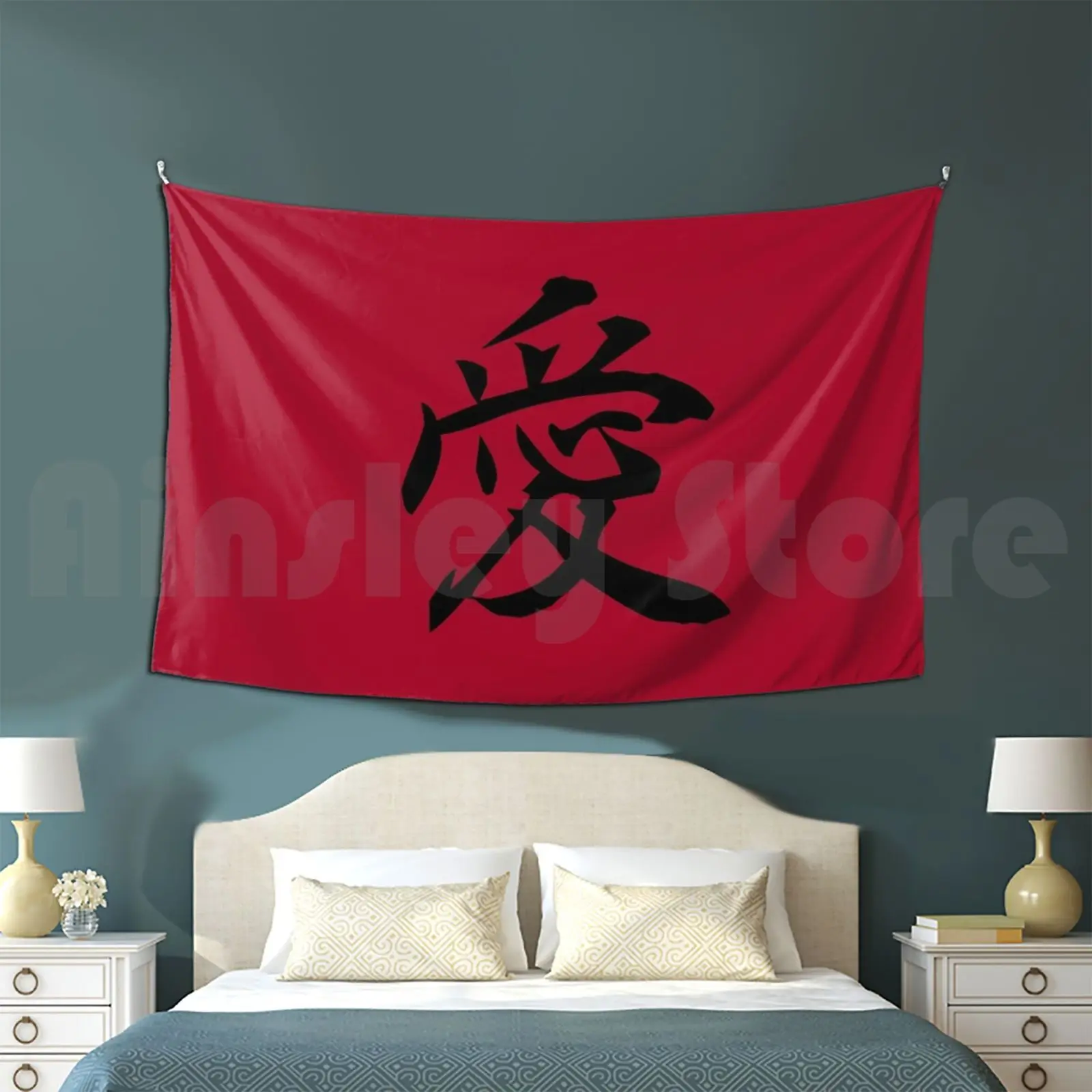 Love Japanese Calligraphy Tapestry Background Wall Hanging Japan Japanese Hiragana Katakana Kanji Calligraphy