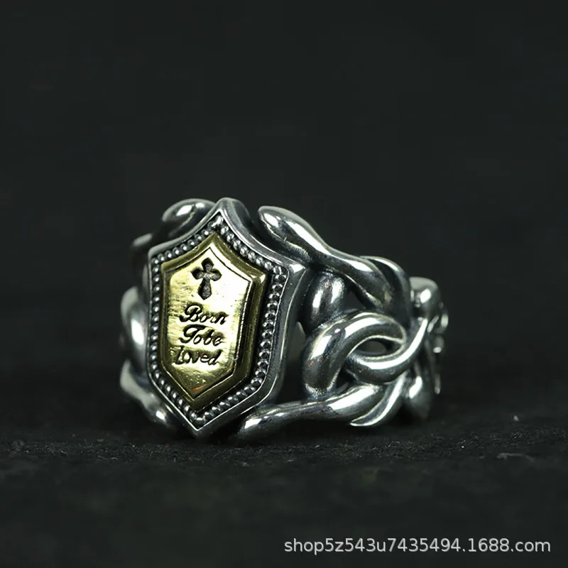 

2021 trend 100% s925 Silver JewelrySix-Character Mantra ring for Men Daming Mantra Adjustable Wide Version Ethnic Man Ring