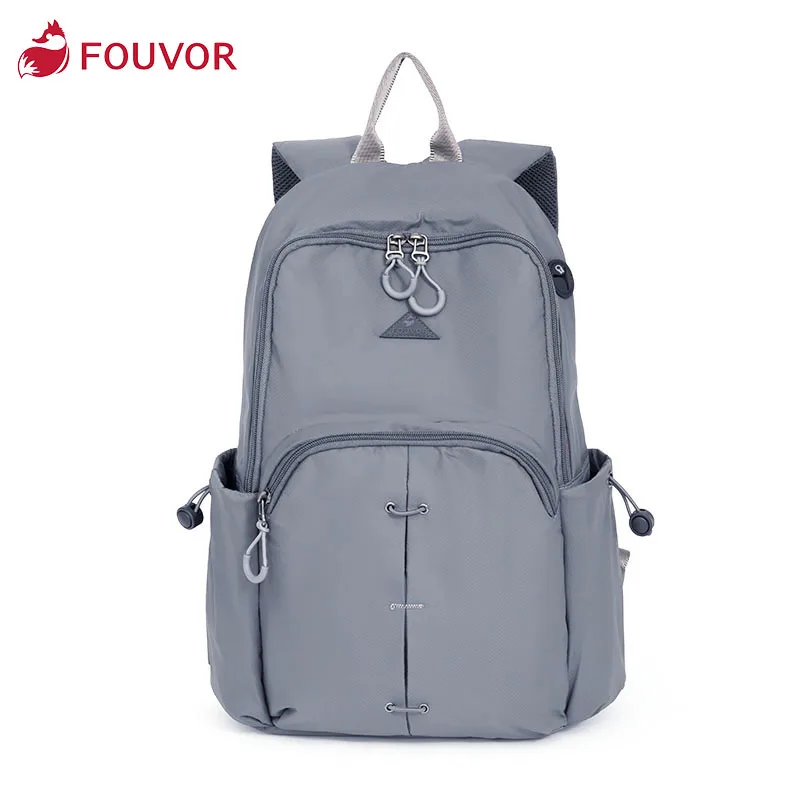 Fouvor Fashion Outdoor Leisure Backpack Female Backpack Korean Wild Travel Bag Canvas Computer Bag Student School Bag 2856-03