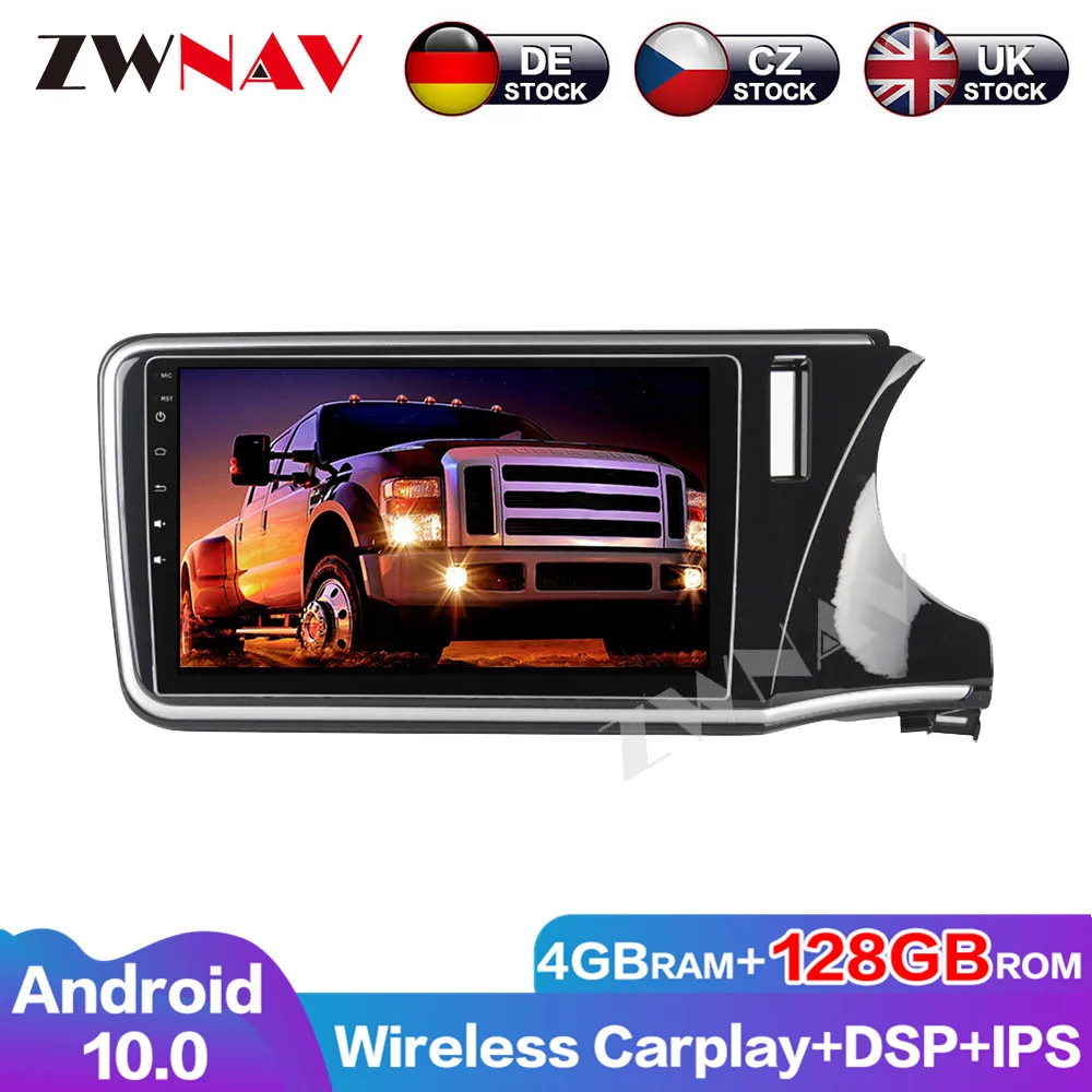 Android 10 4G+128G GPS Audio Navigation DSP Head Unit Car DVD Player wireless Carplay Radio For Honda City Stereo  Multimedia