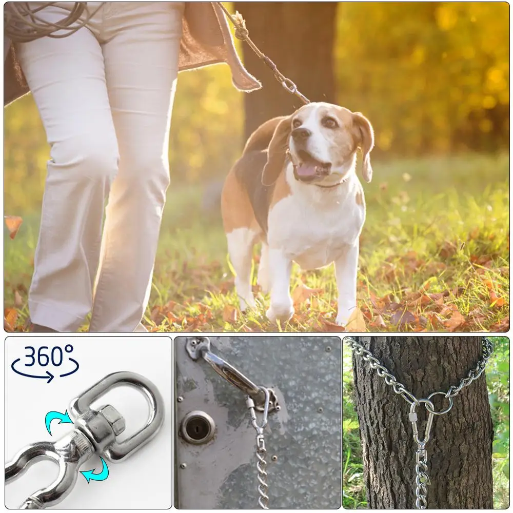 HQ UPGRADE Eye Swivel Spring Snap Hook with Safety Screw Pet Leashes Swivel Snap Hook Stainless Steel Hiking Camping Carabiner