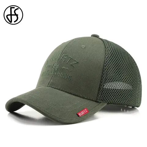 FS Army Green Summer Mesh Trucker Cap Outdoor Breathable Tactical Hat Beige Streetwear Baseball Caps For Men Women Gorras Hombre