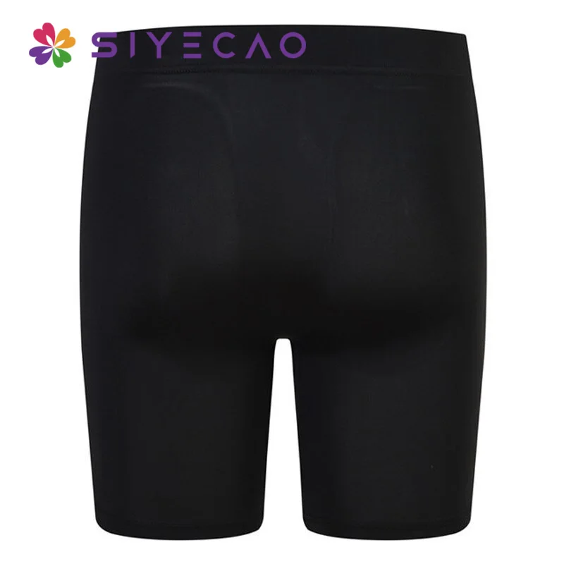 Men Underwear Ice Silk Men Boxers Half-length Solid U Convex Pouch Boxer Shorts Mens Long Panties Underpants Cueca Trunks