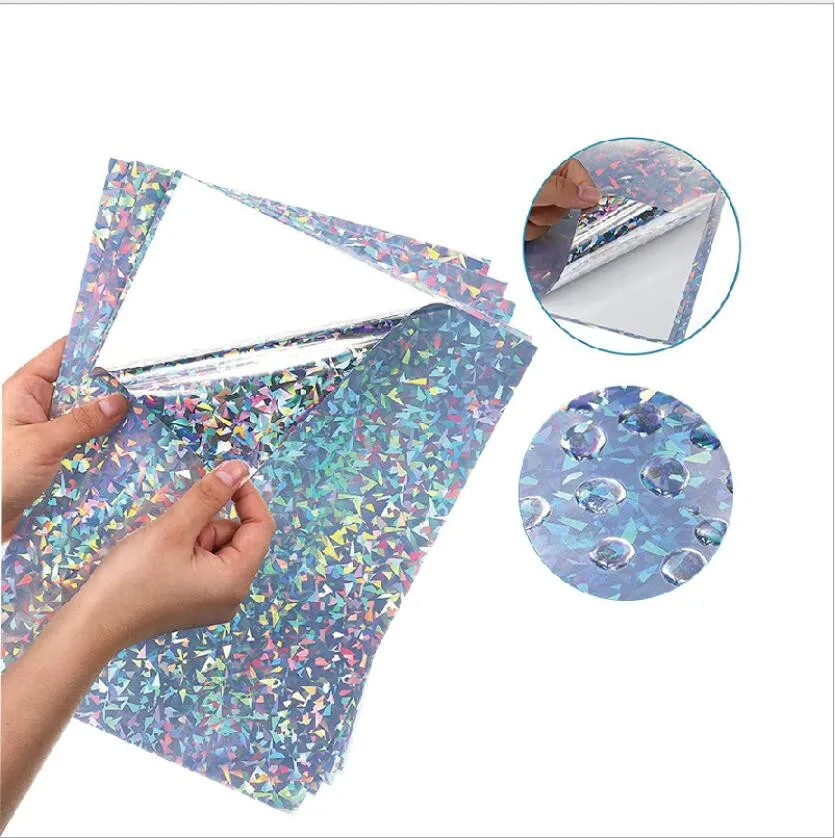 50 sheets A4 Printing Paper Holographic Rainbow Sticker for Inkjet Printer Diamond Pattern Handmade paper-cut Decorative Paper