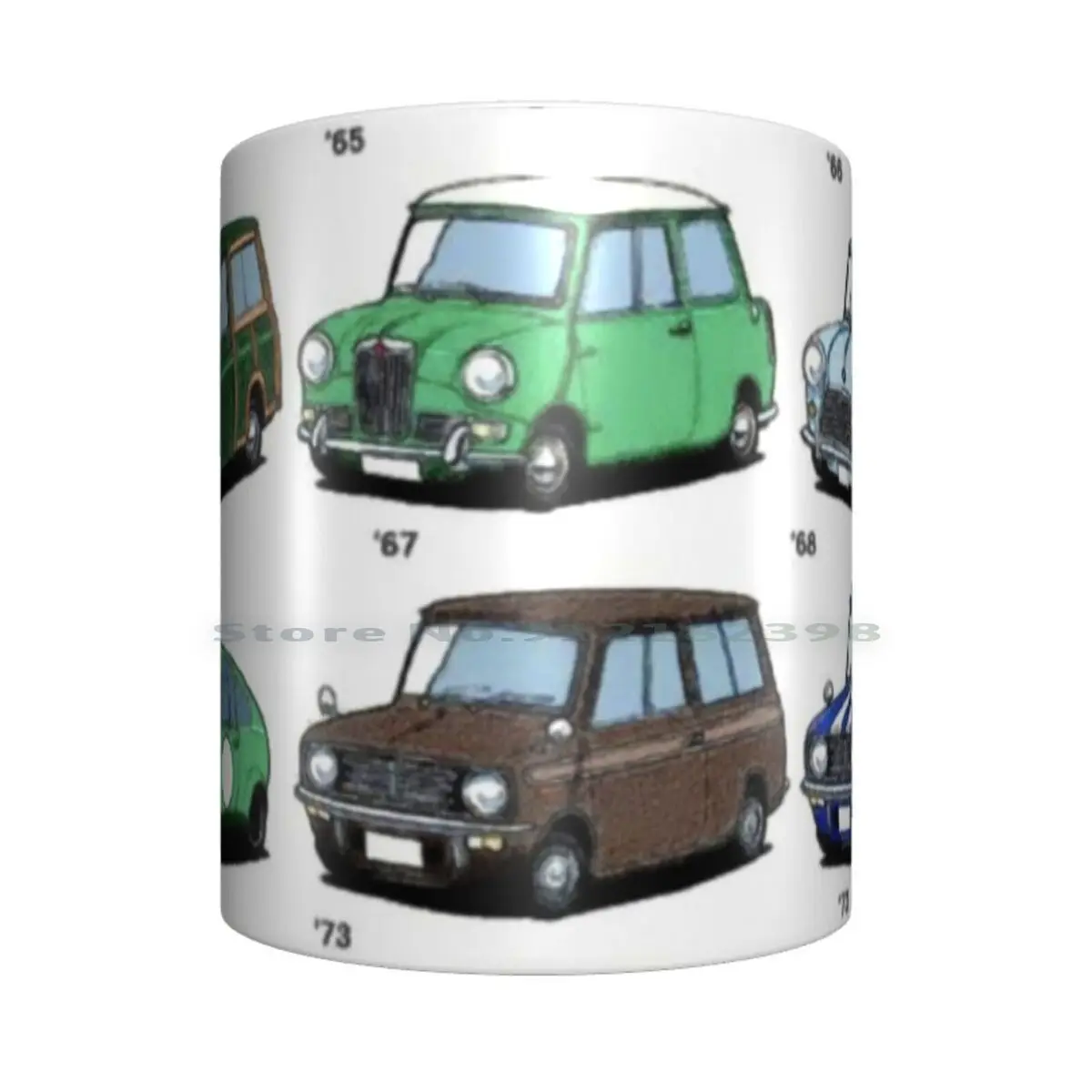 Mini Time Line Ceramic Mugs Coffee Cups Milk Tea Mug Mini Cooper Car Vintage Classic Retro Rover Mg Clubman Morris Austin