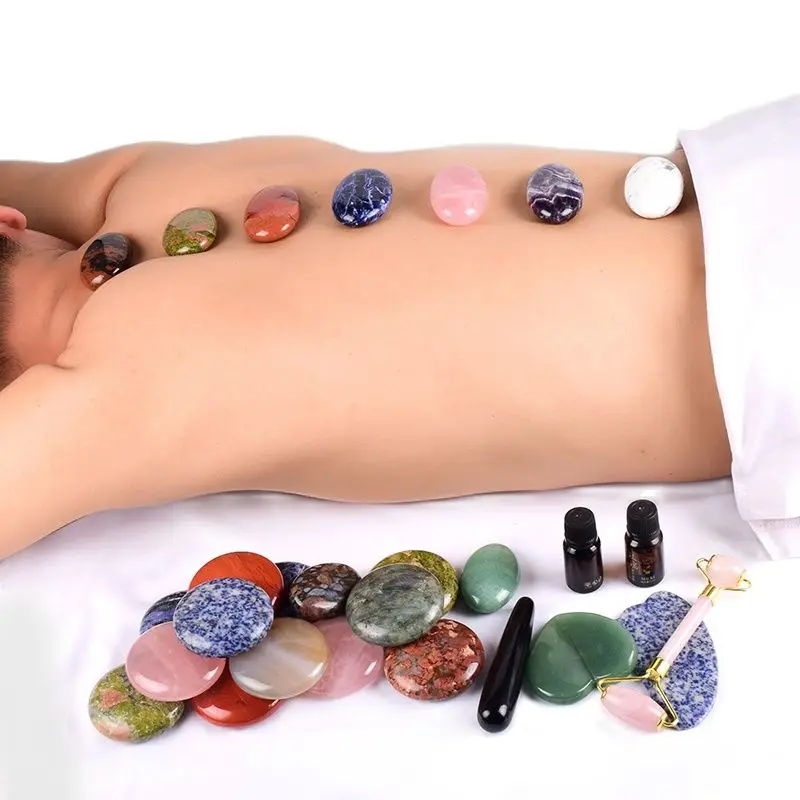 Massage Stone Natural Chakra Palm Stone Healing Back Hot rocks SPA Reiki Crystal Quartz Beauty Health Care Body  Energy Stone