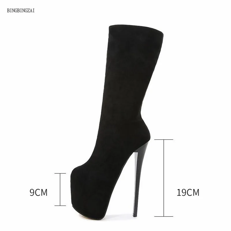 2022 new women\'s boots fashion net red ladies mid-tube boots high quality sexy 19cm stiletto heels 5-18 19