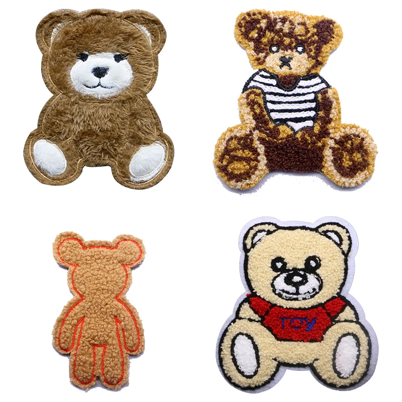 Fashion Cute Cartoon Embroidered Towel Little Bear Children's Dress Badge Stripe DIY Down Jacket T-shirt Dress Pants