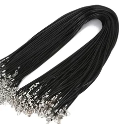 100Pcs/Lot Bulk 1.5MM 2MM Black Wax Leather Snake Necklaces Cord String Rope Wire Extender Chain For Jewelry Making Wholesale