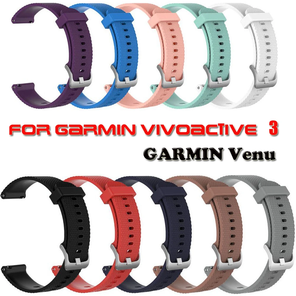 Pulseira de relógio de silicone, pulseira de relógio para garmin vivoactive 3 com tomada à prova de poeira