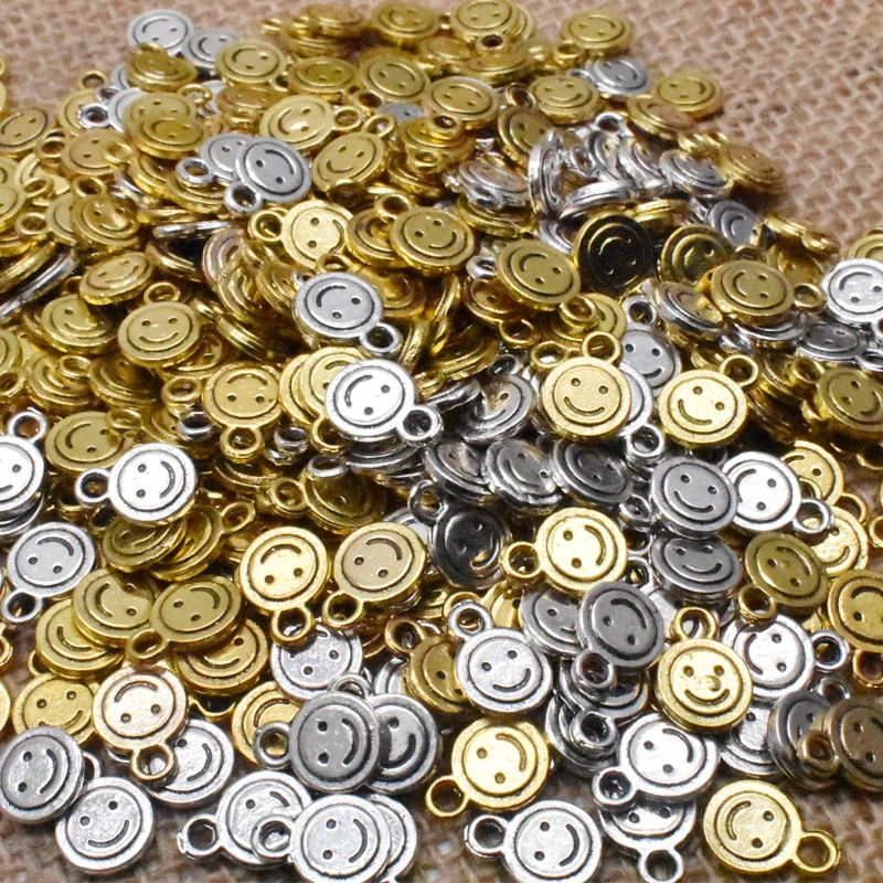 Yanqi 8*11MM 20PCS Metal Alloy Smiling Face Shape Charms Pendants For Jewelry Making DIY Accessories