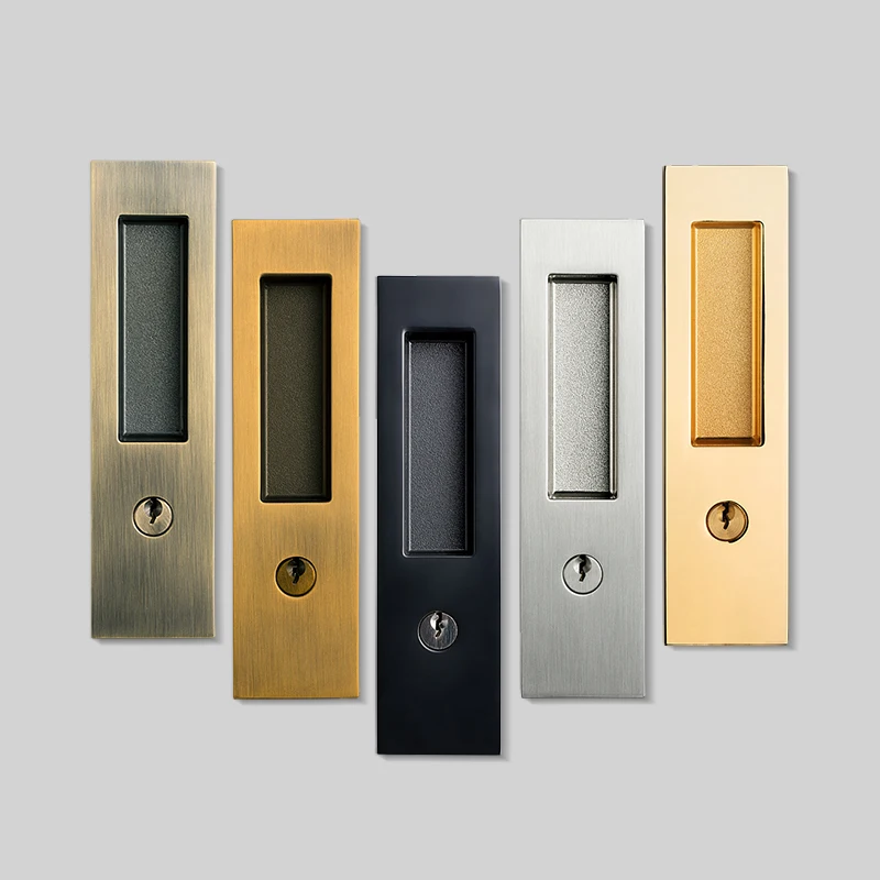 1 Set/sliding Wooden Door Lock Hidden Handle Interior Door Pull Lock Modern Anti-theft Room Wood Door Lock Furniture Hardware