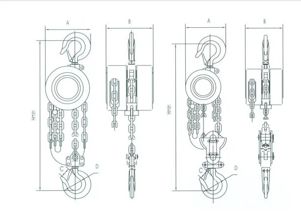 Reverse chain hand hoist hoist 1 ton small triangle crane single chain hoist manual  Drop shipping