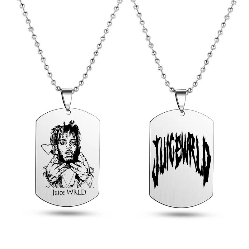 Juice Wrld 999 Necklace Hip Hop Rapper Black Gold Silver Plated Stainless Steel Pendant Tag Necklace Fan Gift Jewelry