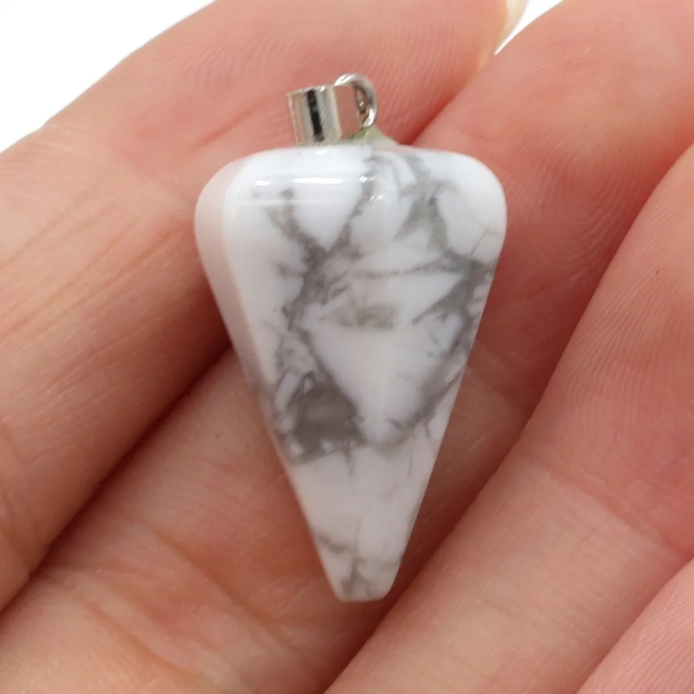 Natural Stone Pendant Rose Quartzs Picture Stones Polygonal Cone Shape Pendants For DIY Jewelry Best Birthday Gift Size 15x25mm