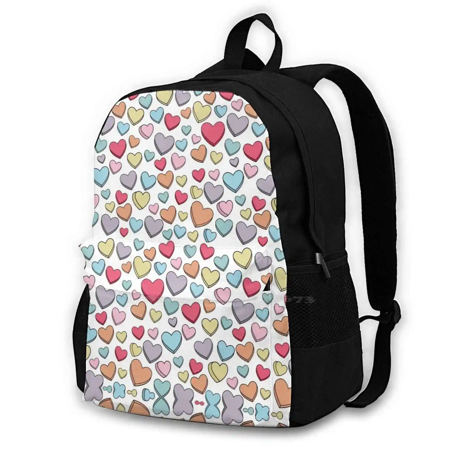 Sweetheart Pattern Hot Sale Schoolbag Backpack Fashion Bags Sweetheart Sweet Tart Candyheart Hearts Love Sweetart Yummy