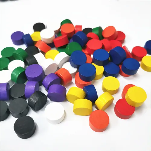 80 Uds. De piezas de juego de madera circulares redondas de 10x5MM, peón colorido/échecs para juegos de mesa/juegos educativos