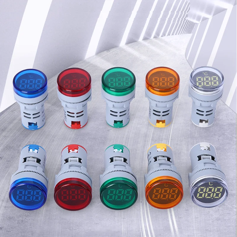 -20 ~ 199'C indicatore di temperatura con sensore di temperatura rosso blu bianco giallo verde 22 millimetri di diametro temp. Indicatore di luce