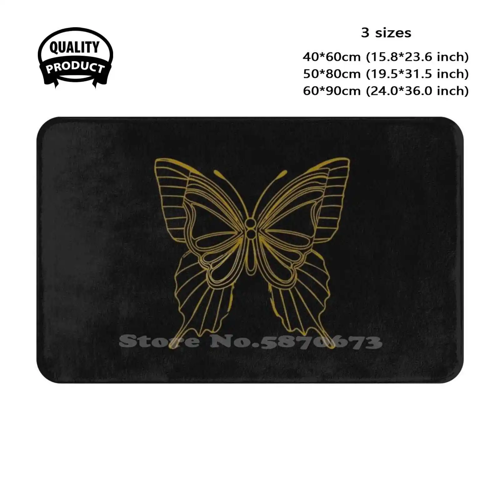 It'S Okay To Not Be Okay-Butterfly Pin ( Black ) Soft Cushion Home Carpet Door Mat Car Rug Kdrama Korean Drama Its Okay To Not