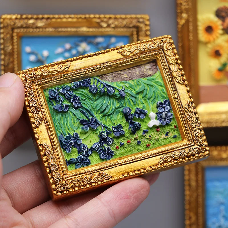 World famous painting Van Gogh painting Picture frame 3d fridge magnets starry sky sunflower siesta refrigerator stickers gifts