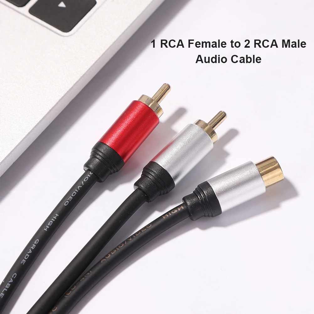 Metal Audio Cable 2 RCA Male To 1 RCA Female Y Splitter Cable For Car Amplifier Speaker Stereo Audio Subwoofer Adapter