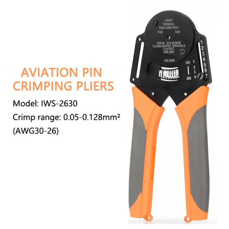 Imagem -04 - Iwiss-alicate de Crimpagem para Conectores Pesados Aviação Pin Crimper Four Core Shaft Point Pressure 0.050.128 Mm²3026awg