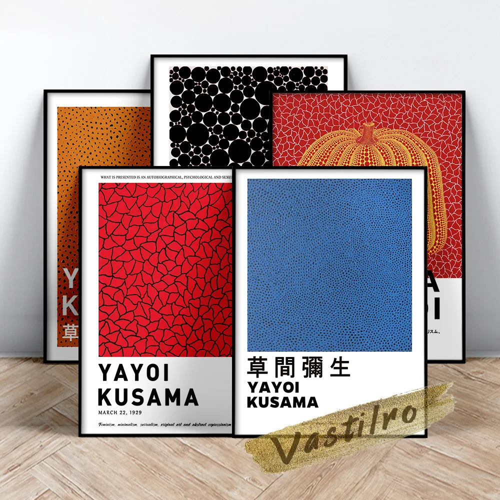 Yayoi Kusama Famous Classic Poster, Yayoi No. F Painting, Kusama Vintage Wall Stickers, Polka Dot Pumpkin Art Prints, Idea Gift