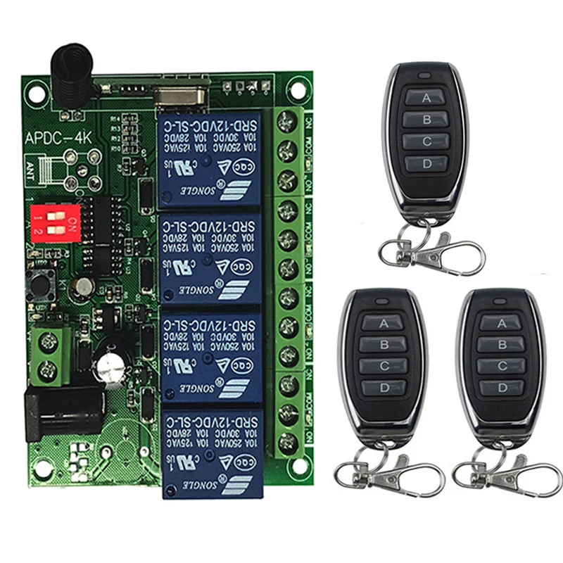 433MHz Uniwersalny bezprzewodowy pilot zdalnego sterowania DC 12V 24V 4CH Moduł odbiornika przekaźnika Przełącznik RF Pilot zdalnego sterowania do otwierania bramy garażowej