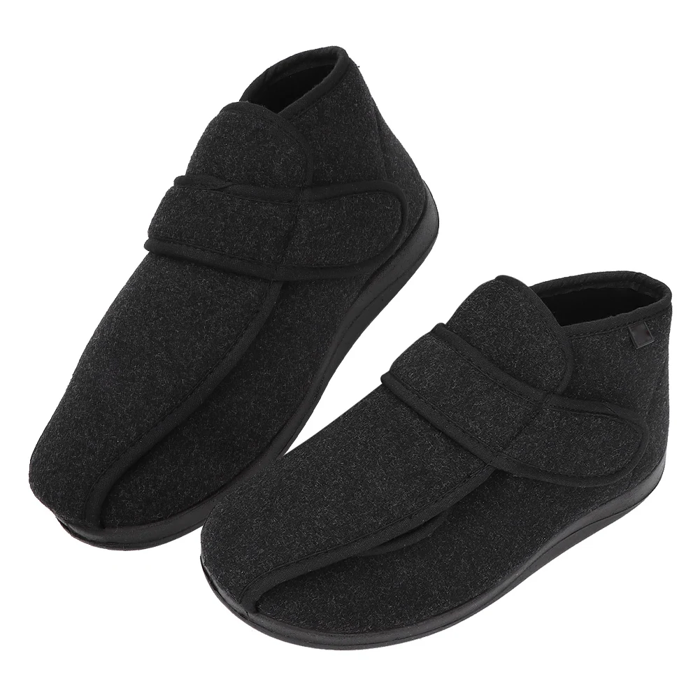 Diabetic Slippers Diabetic Thumb Eversion Deformation Postoperative Care Adjustable Fat Feet Flat Shoes Memory Foam Soles Black