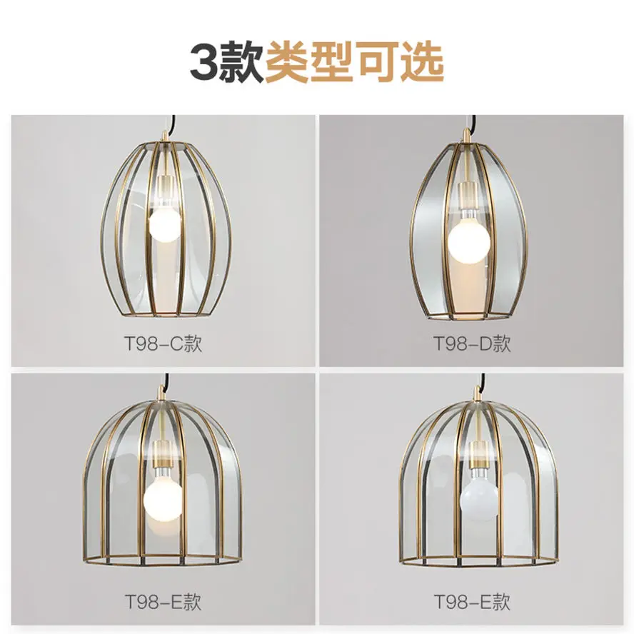 Nordic Luxus Kupfer Grenze Klarglas Pendelleuchten moderne Home Deco Hängelampe Küchenarmaturen Esszimmer LED-Leuchte